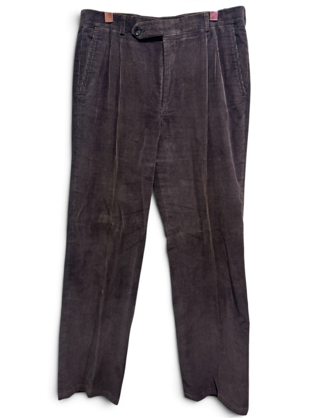 Vintage Burberrys Wide Wale Corduroy Pleated Trousers Charcoal 34x32
